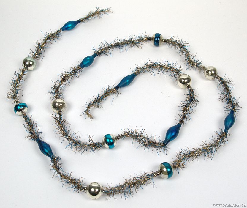 Tinsel Garland with Blue and silver Beads