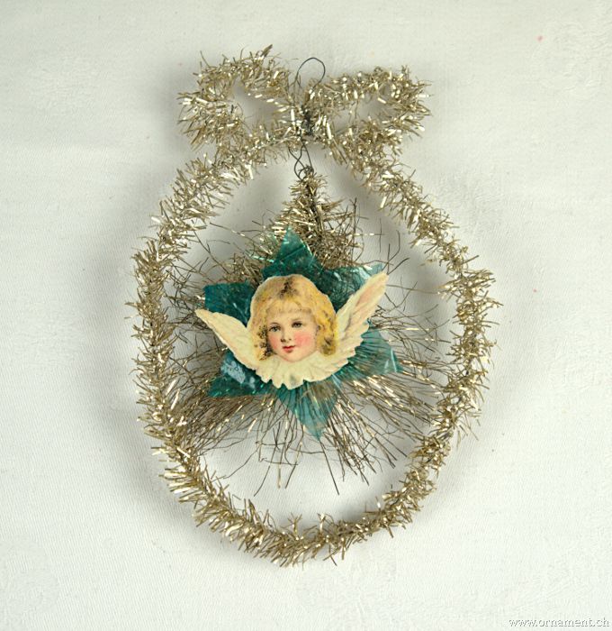 Tinsel Ornament with Angel scrap