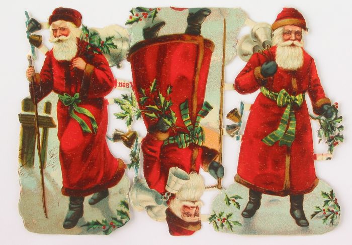 Sheet of Three Santas with Bells
