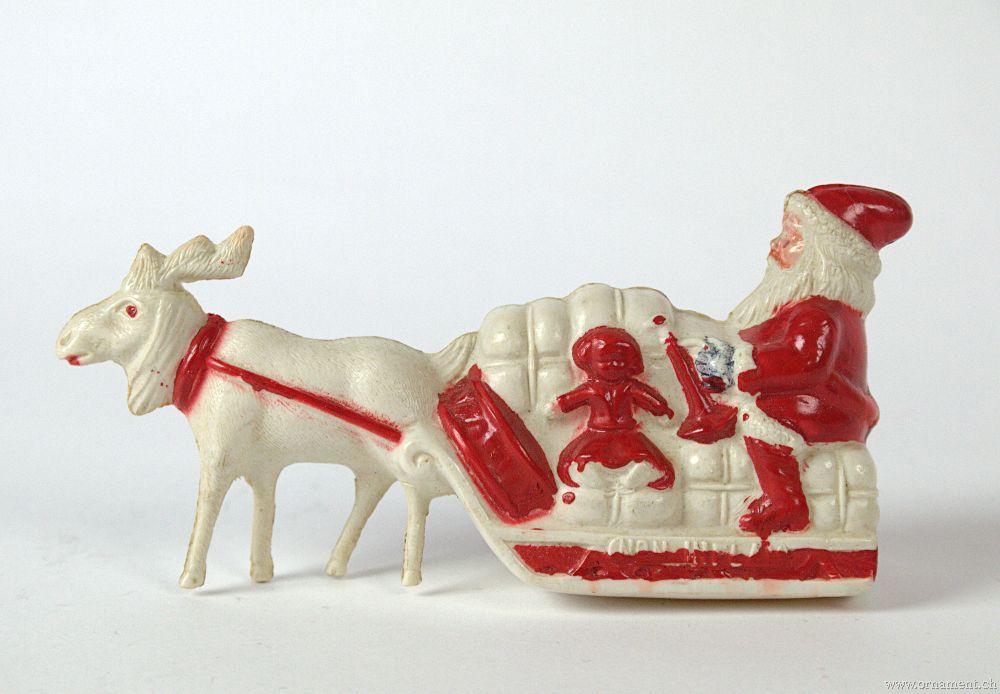 Santa with Reindeer, Celluloid