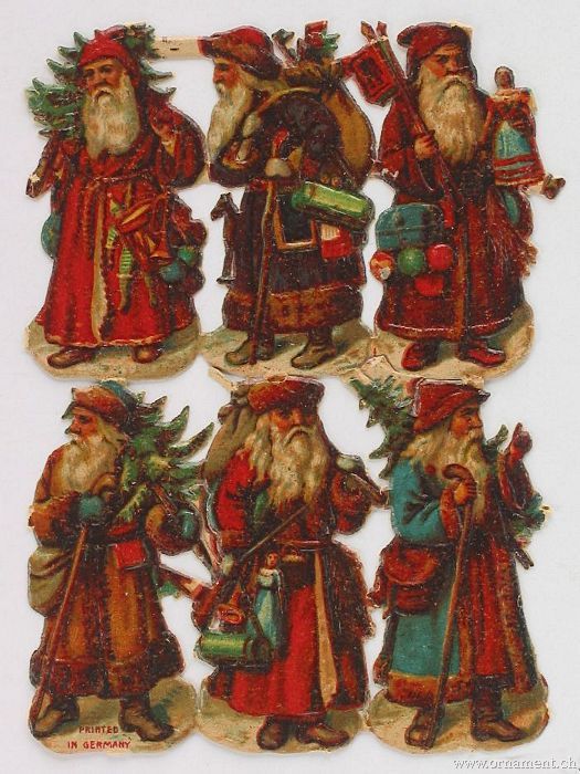 Sheet of Six Santas with Gifts
