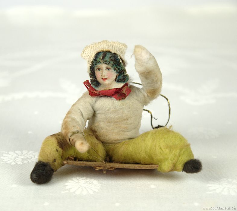 Cotton Girl with Snowball on Sled